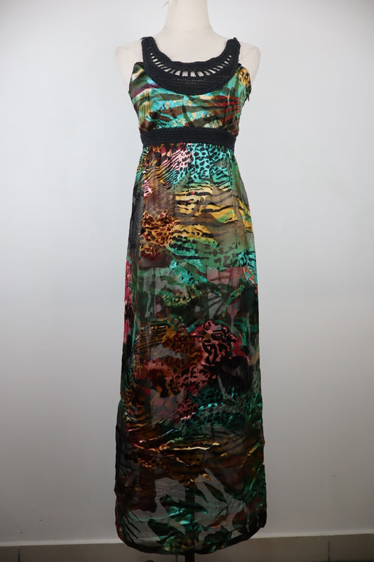 DESIGUAL VESTITO ABITO A BRETELLE DONNA TG. 38 WOMAN CASUAL VINTAGE DRESS FIOCCO