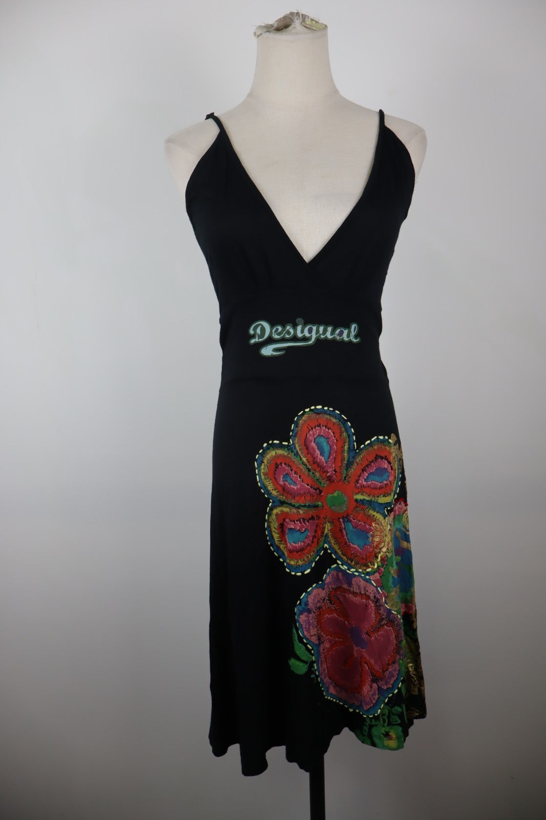 DESIGUAL VESTITO ABITO A BRETELLE DONNA TG L WOMAN CASUAL VINTAGE DRESS FLOREALE