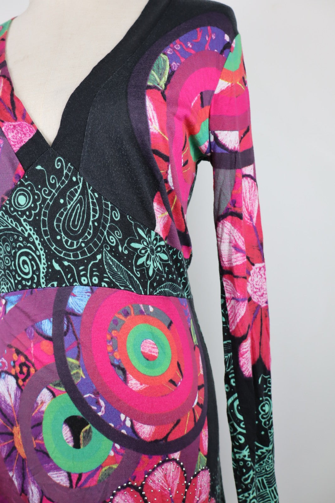 DESIGUAL VESTITO ABITO COTONE DONNA TG. L WOMAN CASUAL VINTAGE DRESS COTTON