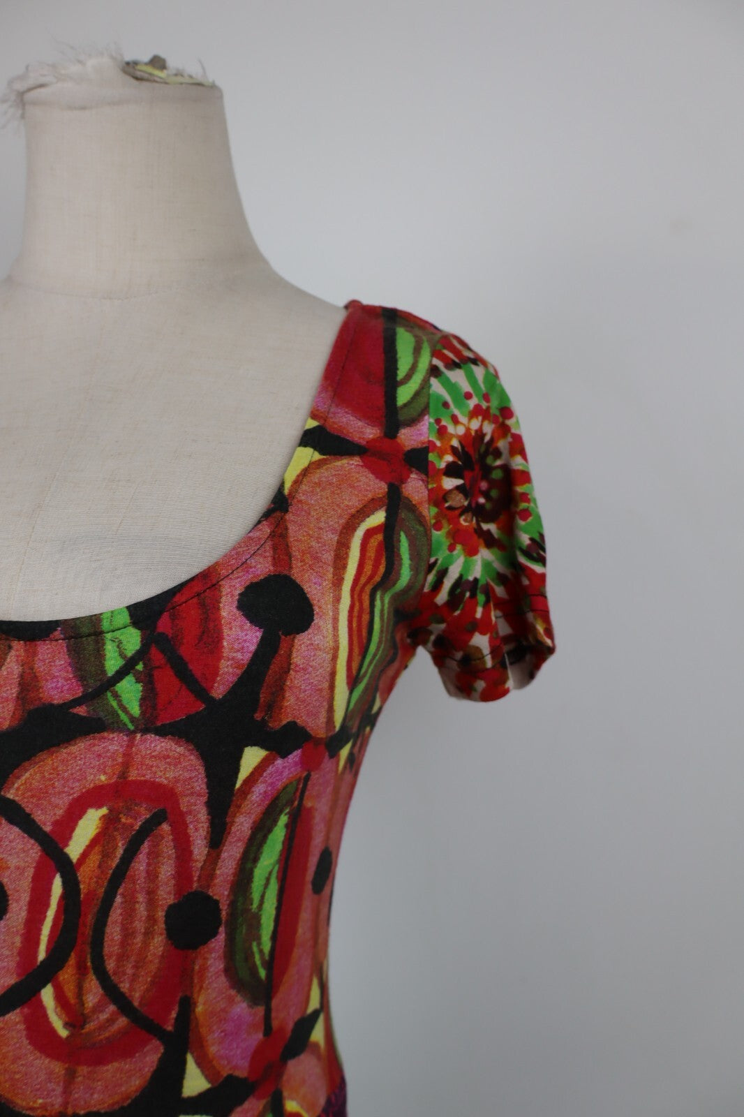 DESIGUAL VESTITO ABITO MEZZE MANICHE DONNA TG. M WOMAN CASUAL VINTAGE DRESS