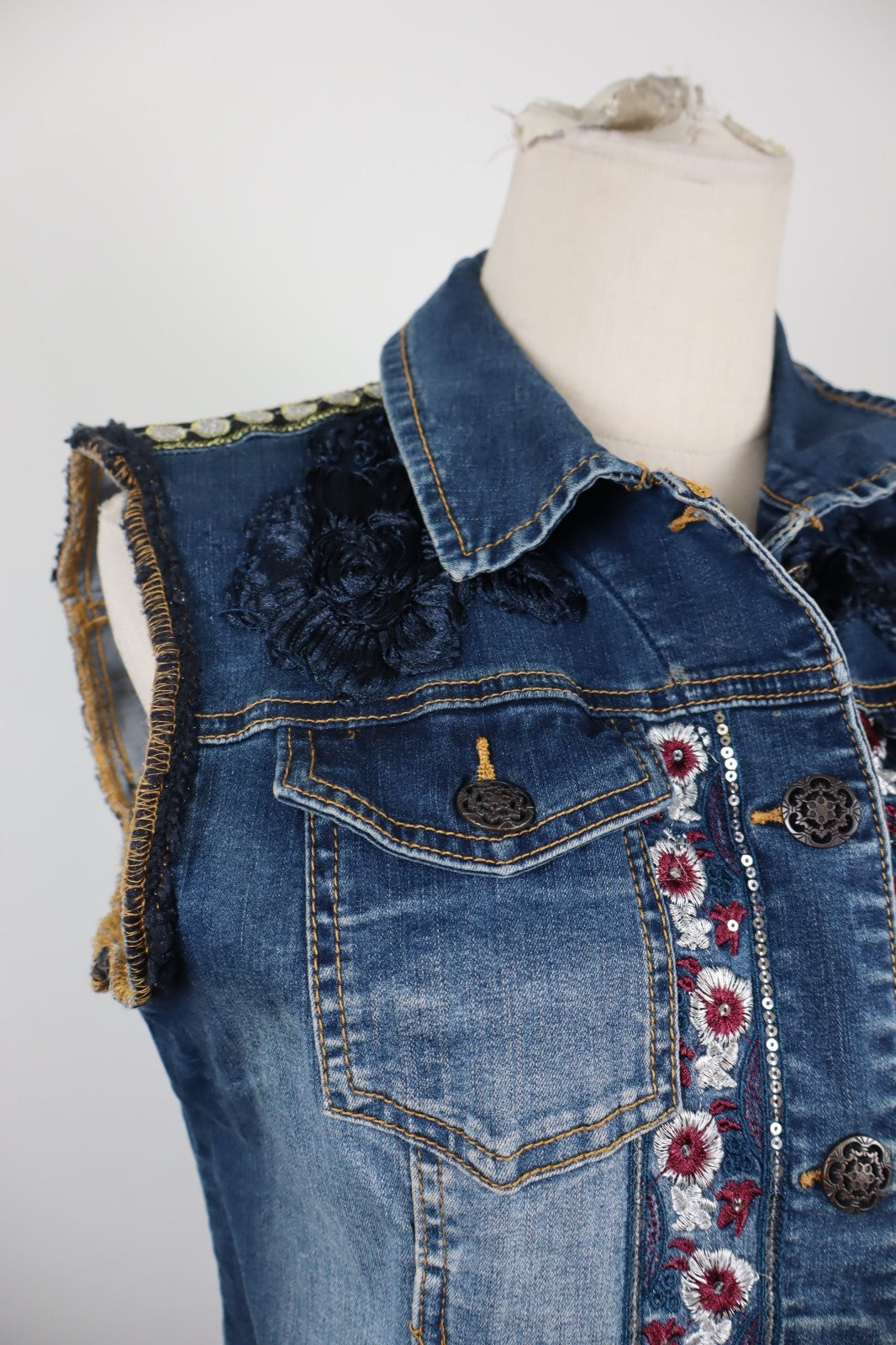 DESIGUAL JEANS GIUBBINO SMANICATO DONNA 38 WOMAN CASUAL JACKET COTONE DENIM