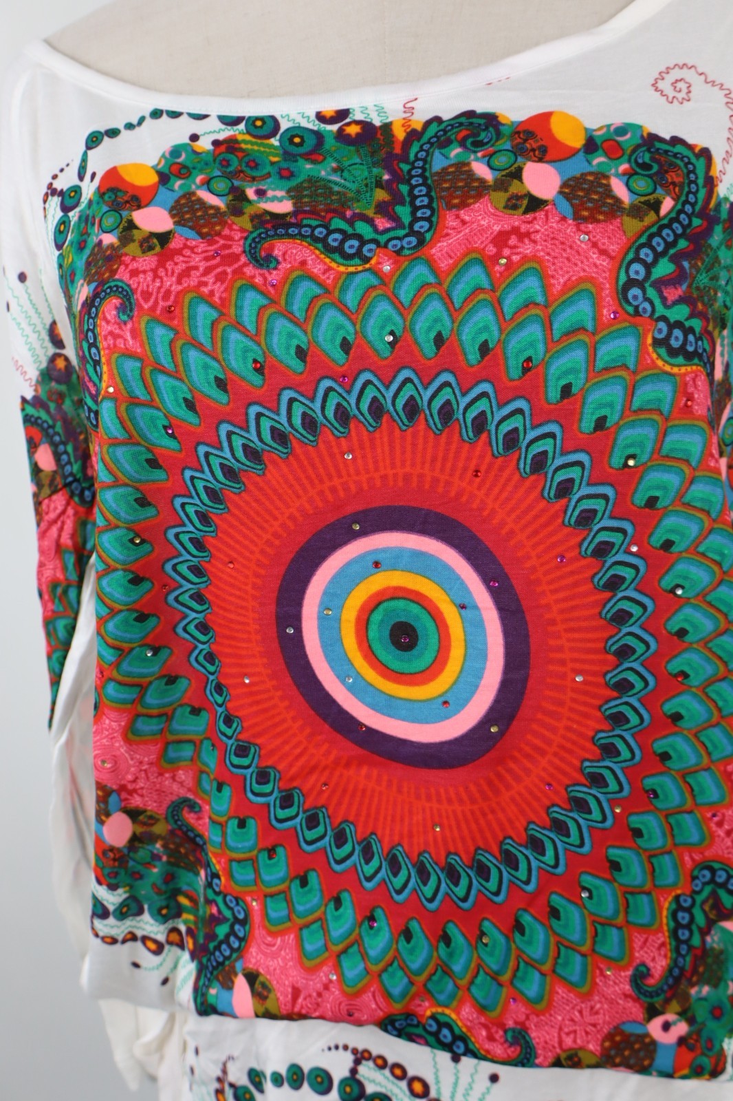 DESIGUAL MAGLIA DONNA TG. L WOMAN T-SHIRT CASUAL VINTAGE COULISSE