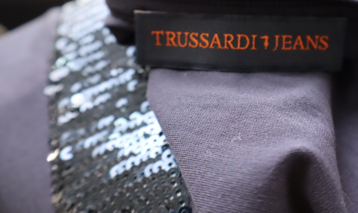 TRUSSARDI JEANS MAGLIA DONNA TG. XL WOMAN CASUAL VINTAGE T-SHIRT TOP COTONE LOGO