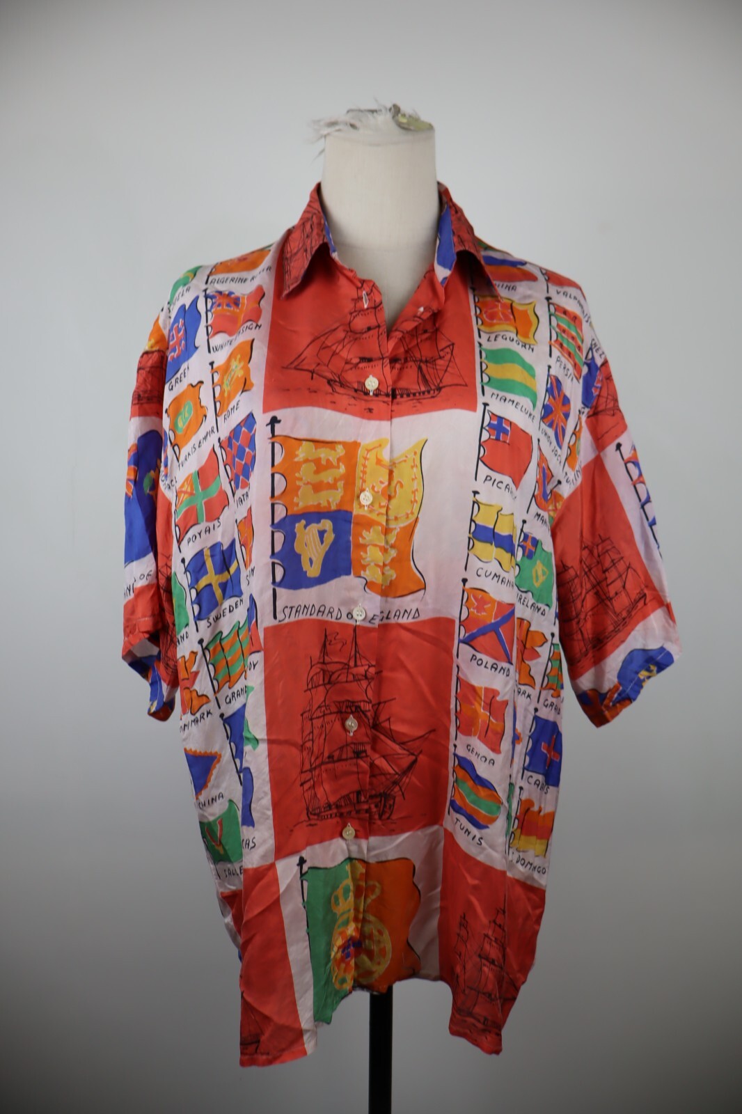 MARELLA CAMICIA DONNA TG. 42 WOMAN SHIRT CASUAL VINTAGE SETA SILK BANDIERE FLAGS