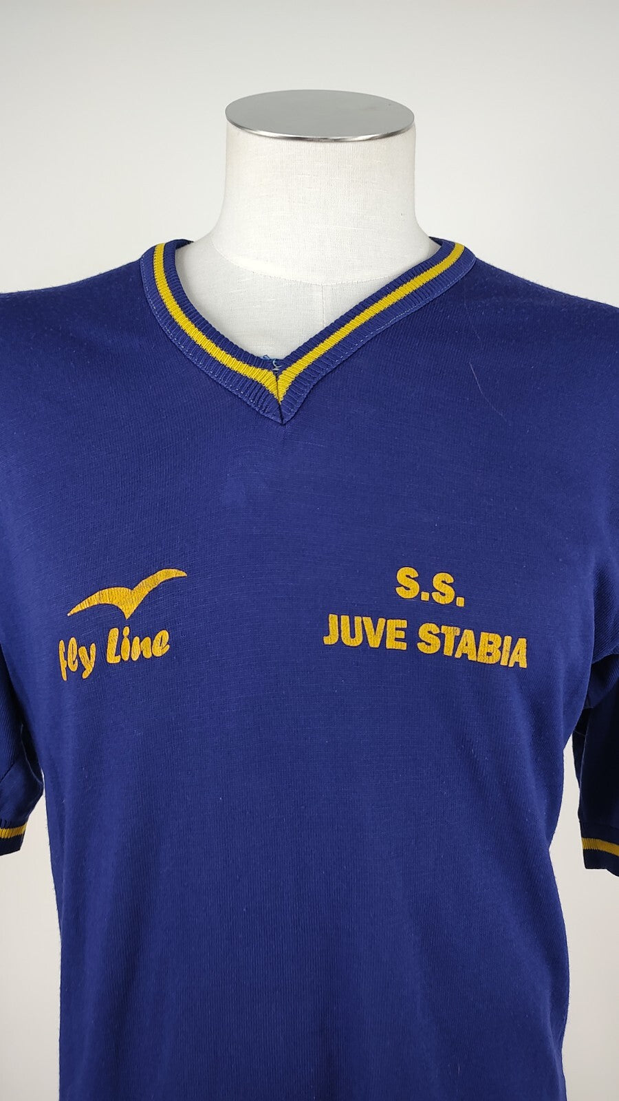 FLY LINE JUVE STABIA MAGLIA CALCIO UOMO Tg L SOCCER JERSEY VINTAGE LANA