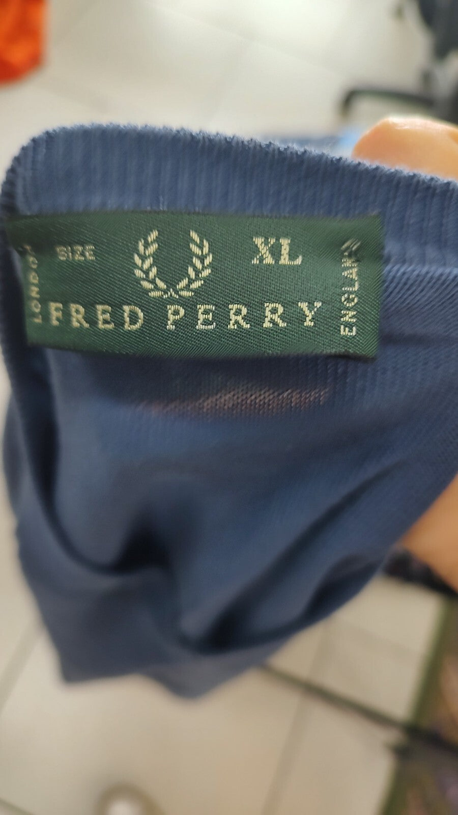 FRED PERRY MAGLIONE COTONE BLU VINTAGE UOMO Tg. XL MAN SWEATER CASUAL