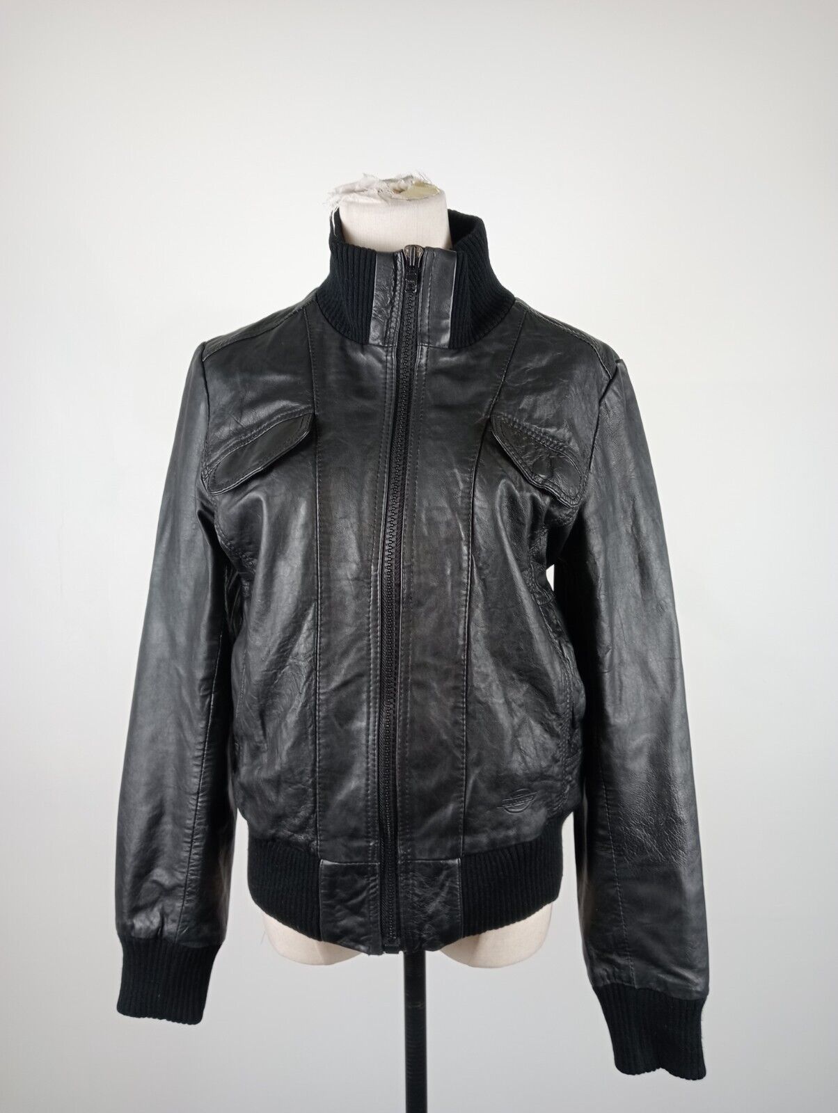 DICKIES GIUBBINO PELLE DONNA Tg L LEATHER VINTAGE WOMAN JACKET CASUAL VINTAGE
