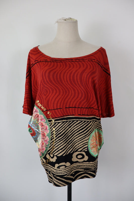 DESIGUAL MAGLIA DONNA TG. M WOMAN T-SHIRT CASUAL VINTAGE