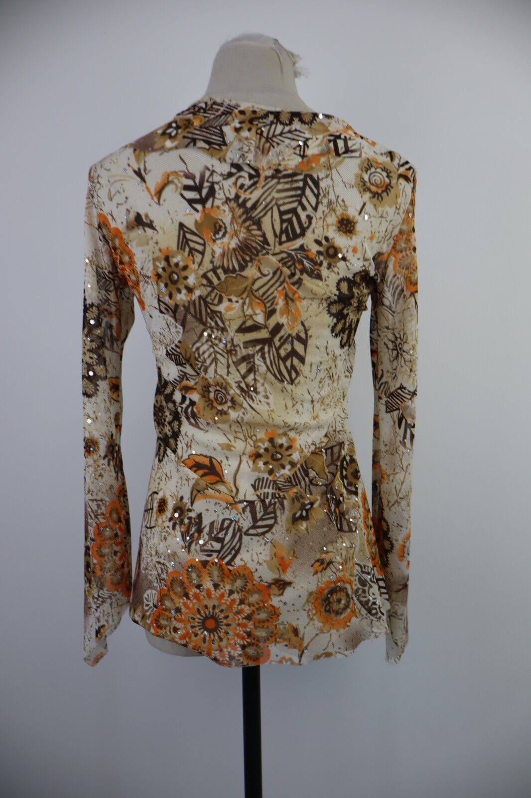 MAGLIA DONNA TG M WOMAN T-SHIRT FUNKY CHIC CHIFFON PAILLETTES VINTAGE Y2K 2000'S