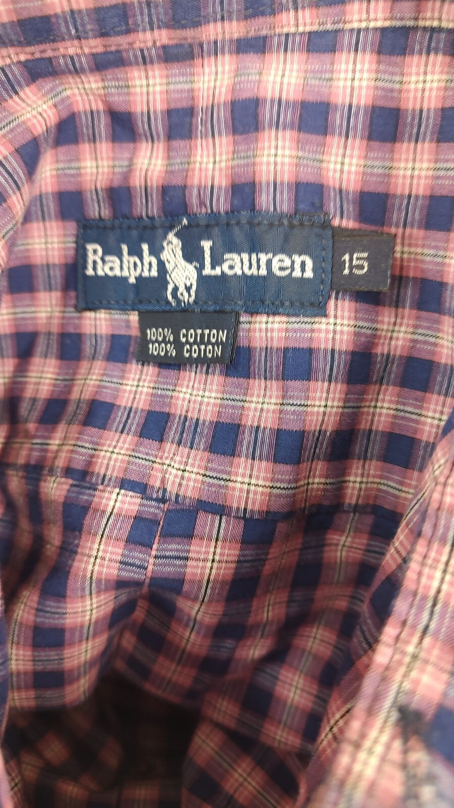 RALPH LAUREN CAMICIA UOMO COTONE TG. 15  MAN CASUAL VINTAGE SHIRT