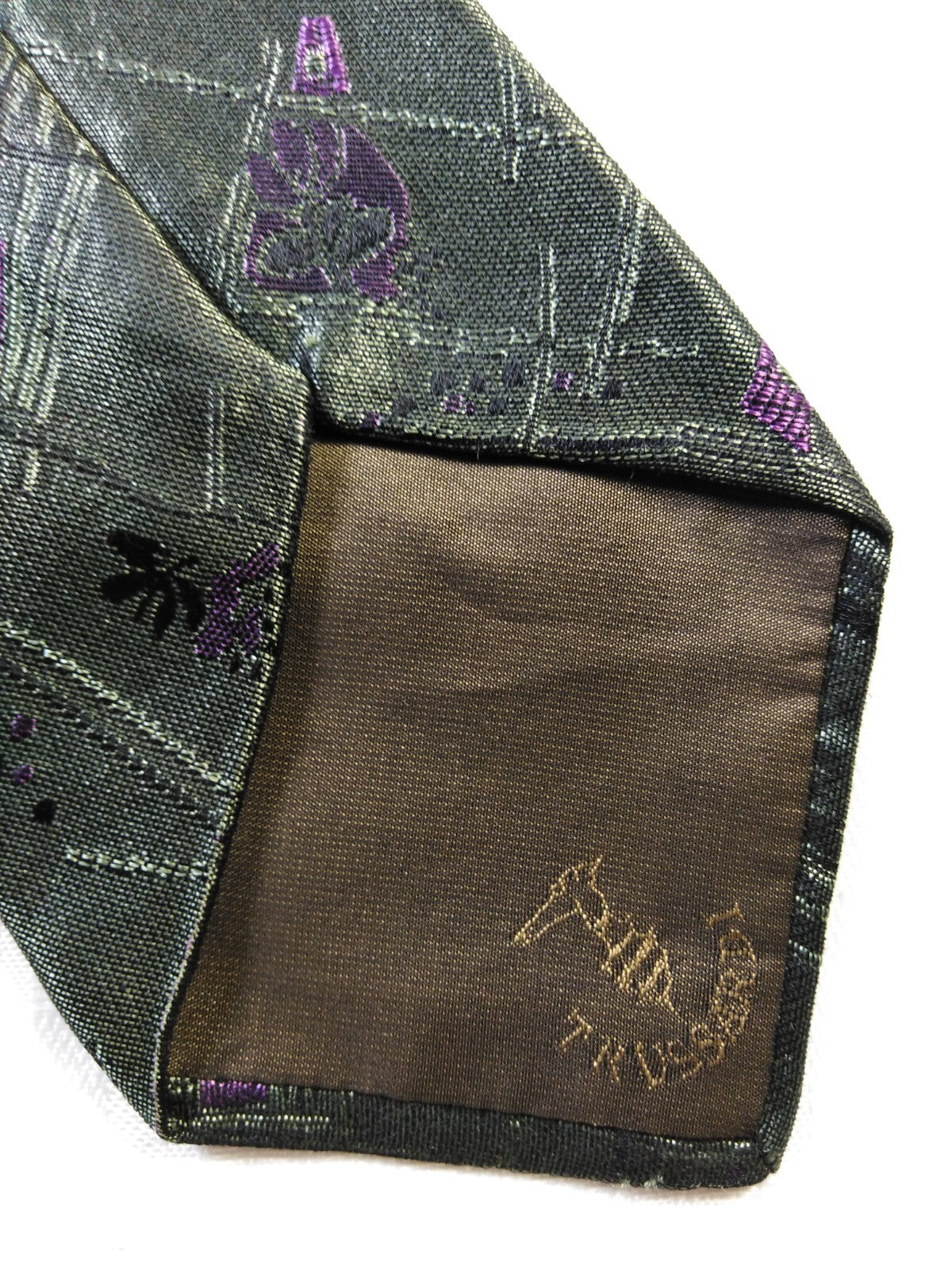 TRUSSARDI  100% SETA SILK TIE CRAVATTA NECKTIE ITALY VINTAGE CLASSIC
