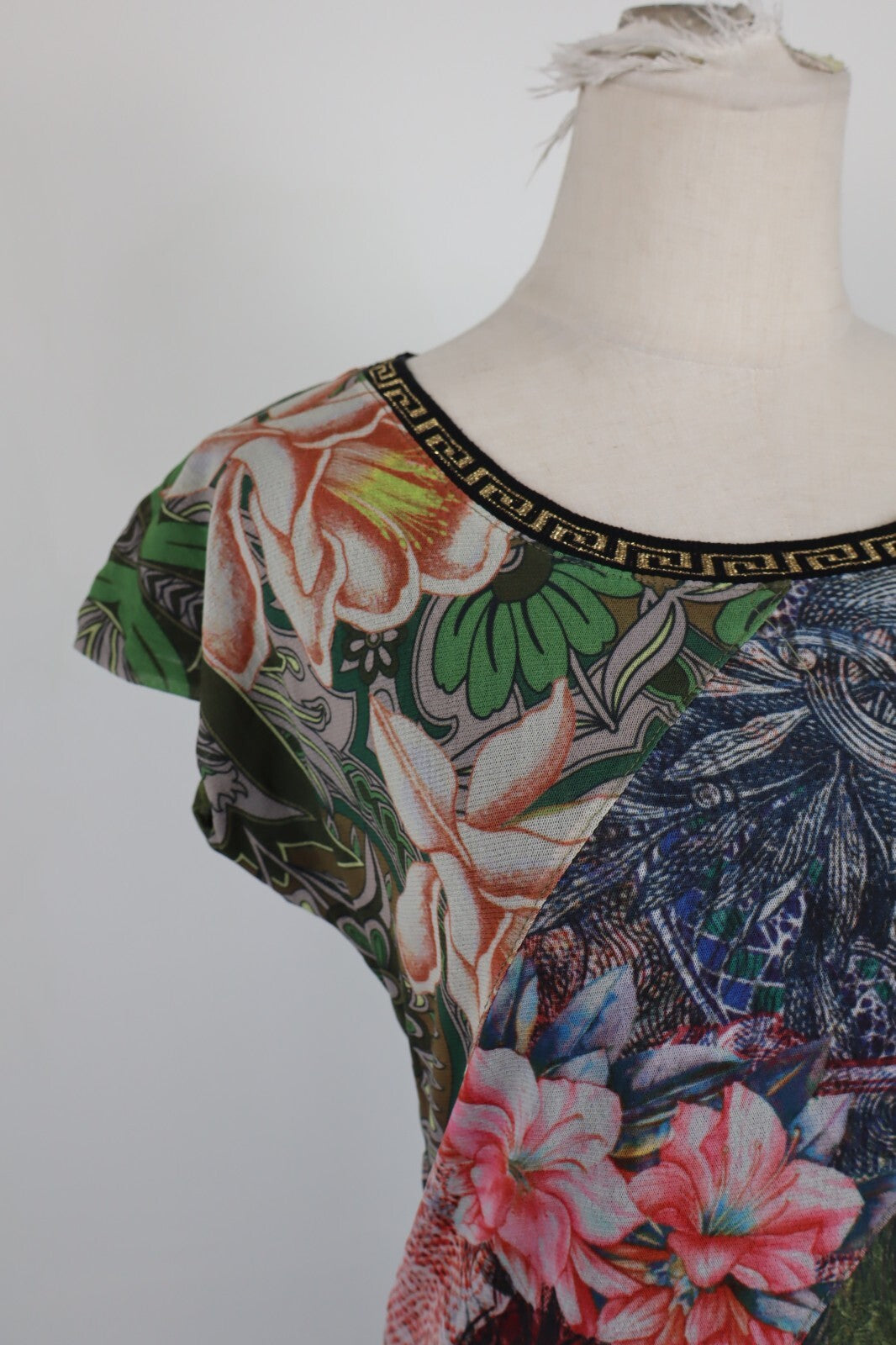 DESIGUAL MAGLIA MEZZE MANICHE DONNA TG. S WOMAN T-SHIRT CASUAL VINTAGE FLOREALE