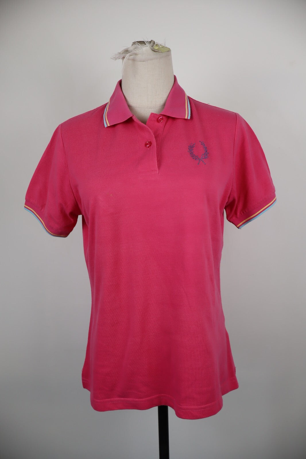 FRED PERRY  POLO MAGLIA DONNA COTONE TG. M WOMAN SHIRT CASUAL VINTAGE BIG LOGO