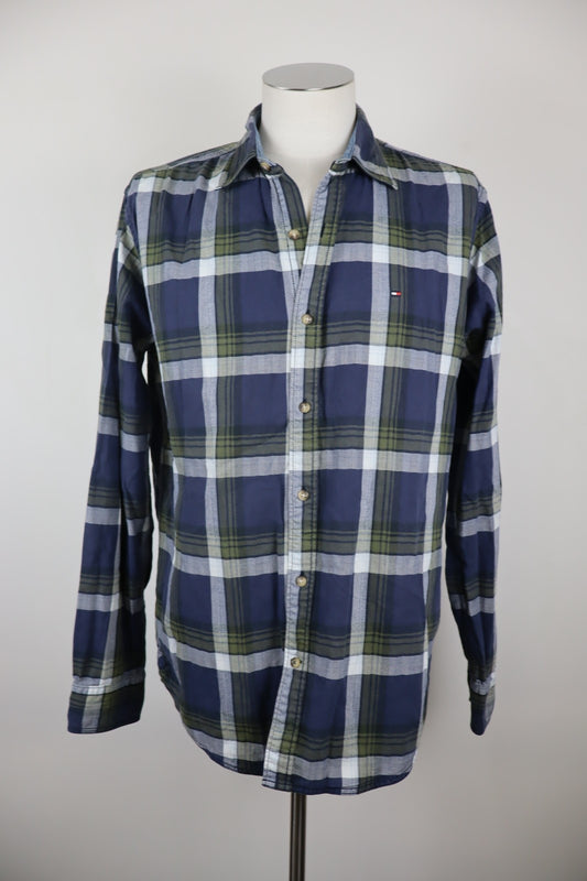 TOMMY HILFIGER CAMICIA MANICA LUNGA UOMO TG. L MAN CASUAL VINTAGE SHIRT COTONE