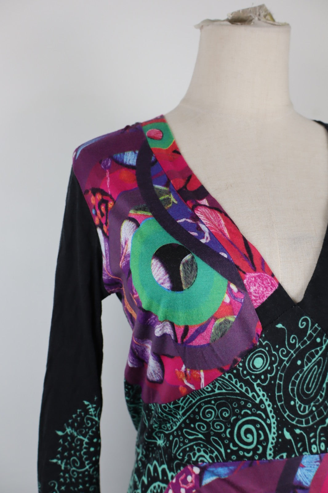 DESIGUAL VESTITO ABITO COTONE DONNA TG. L WOMAN CASUAL VINTAGE DRESS COTTON