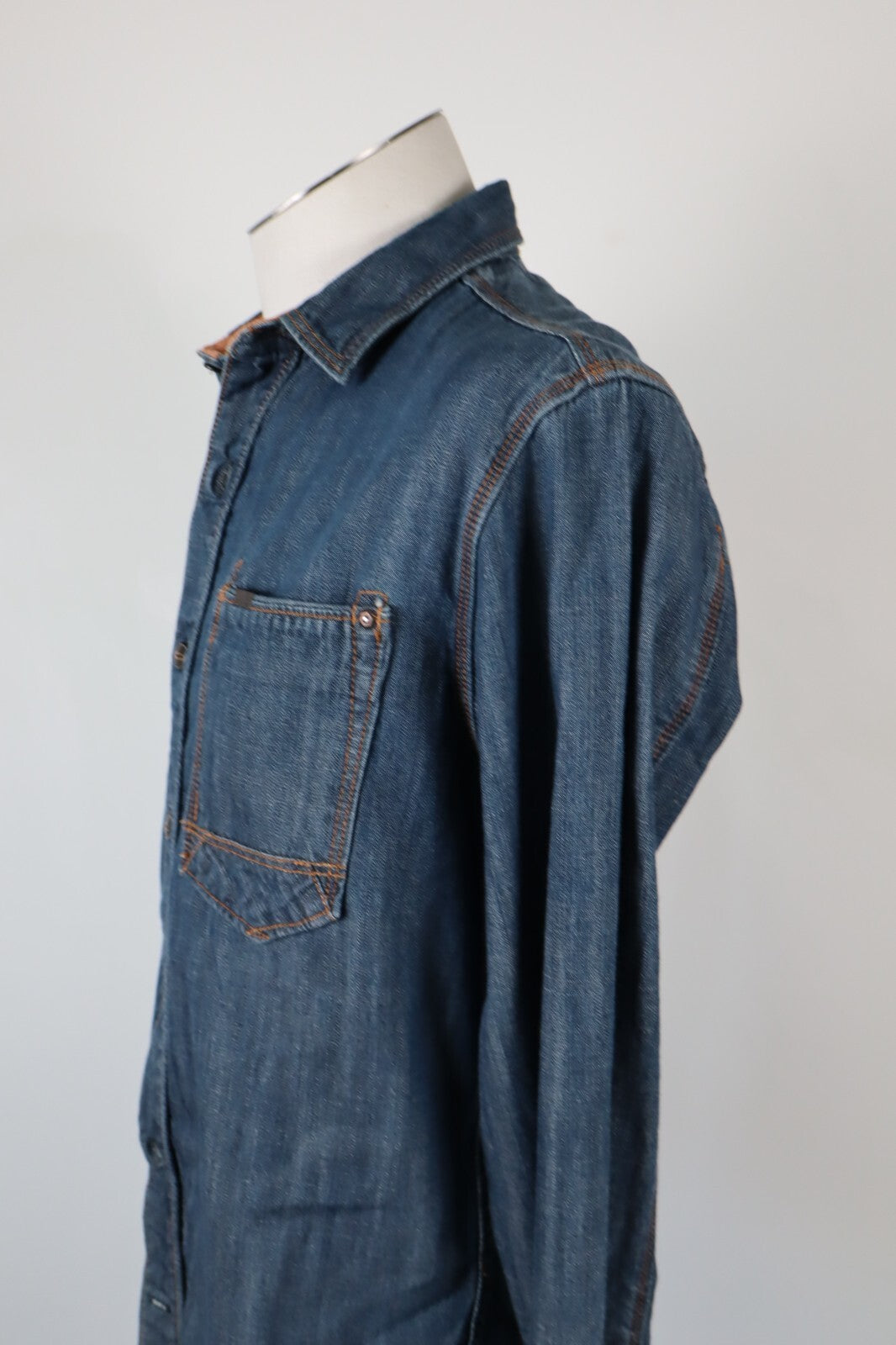 TIMBERLAND CAMICIA UOMO TG. S MAN CASUAL VINTAGE SHIRT COTONE JEANS DENIM