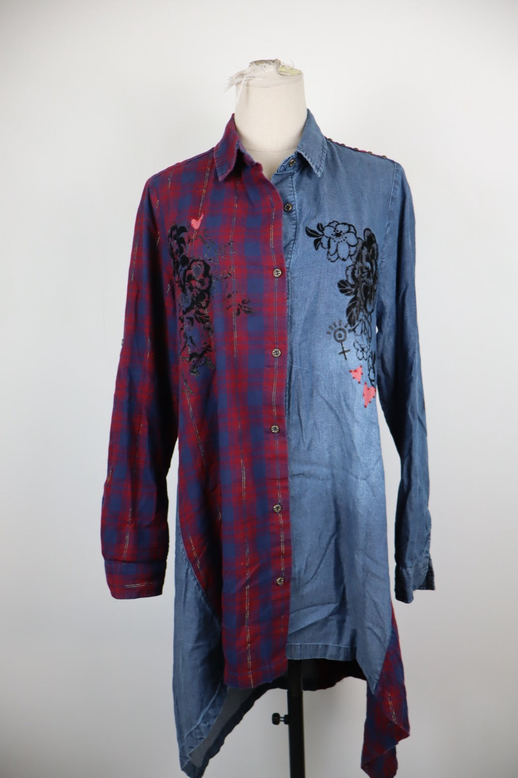 DESIGUAL VESTITO ABITO MANICHE LUNGHE DONNA TG. L WOMAN CASUAL VINTAGE DRESS