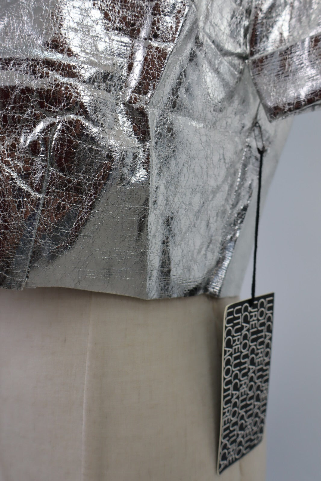 MAGLIA CROP TOP DONNA TG S T-SHIRT INDIE METALLIZZATO FUTURISTICO Y2K 2000'S