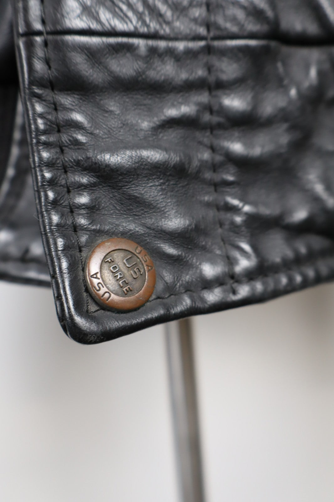 US FORCE GIUBBINO PELLE GIACCA UOMO Tg 56 MAN VINTAGE LEATHER JACKET IMBOTTITO