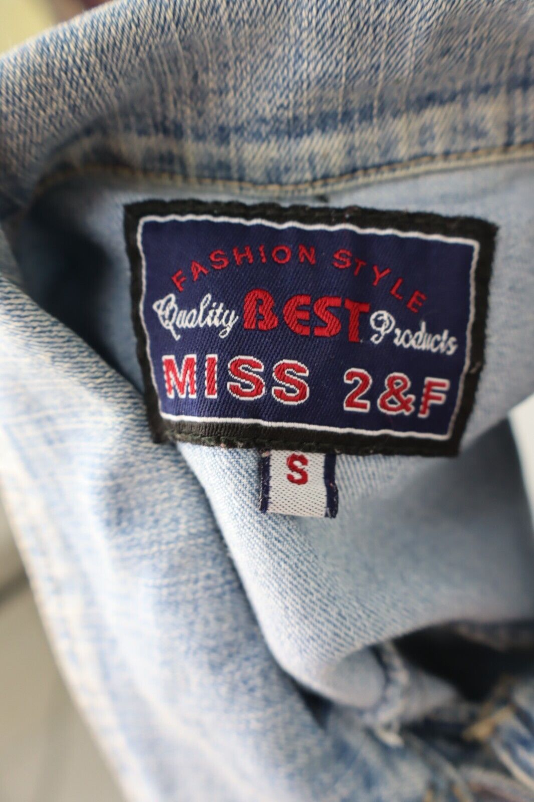 GIUBBINO JEANS GILLET SMANICATO DONNA S JACKET DENIM GRUNGE VINTAGE Y2K 2000'S