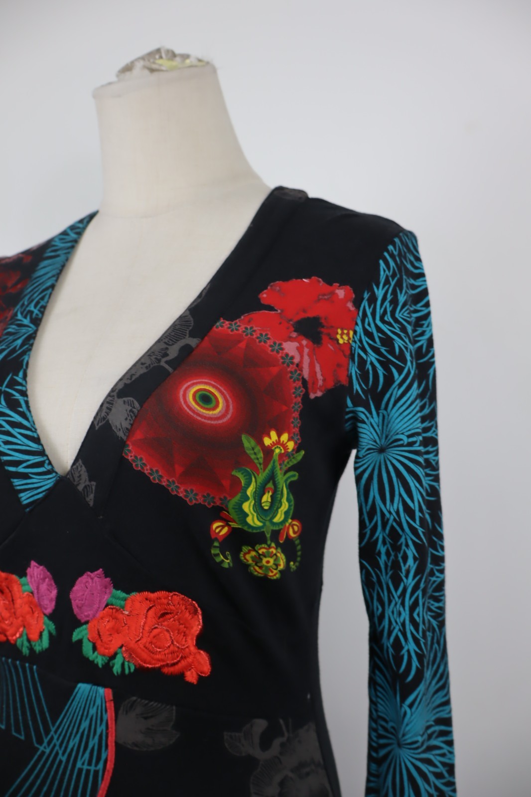 DESIGUAL VESTITO MANICA LUNGA DONNA TG M WOMAN CASUAL VINTAGE DRESS ABITO LOGO