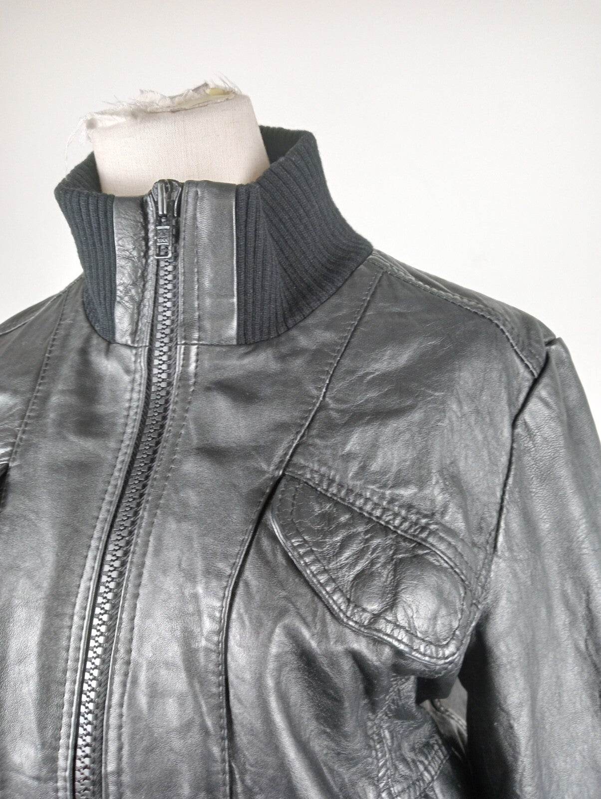 DICKIES GIUBBINO PELLE DONNA Tg L LEATHER VINTAGE WOMAN JACKET CASUAL VINTAGE