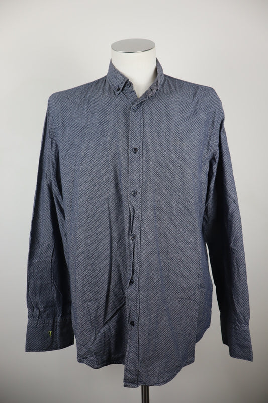 TRUSSARDI JEANS CAMICIA UOMO TG. 43 MAN CASUAL VINTAGE SHIRT COTONE COTTON LOGO