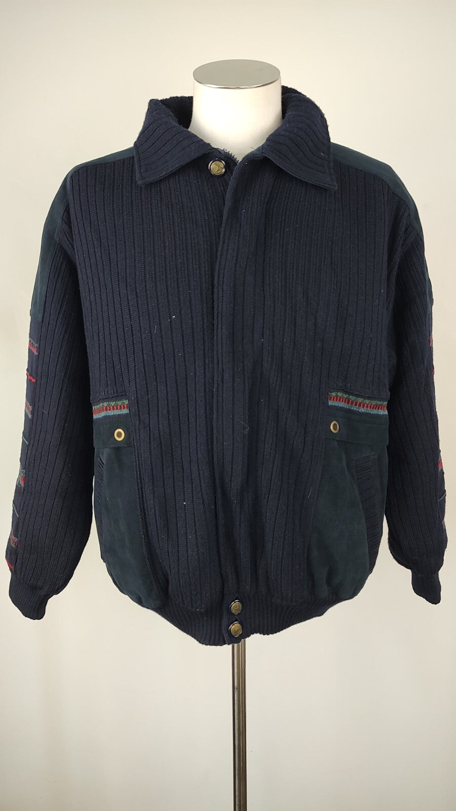 NAVIGARE GIUBBINO IMBOTTITO LANA PELLE UOMO Tg M MAN CASUAL VINTAGE JACKET