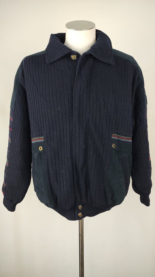 NAVIGARE GIUBBINO IMBOTTITO LANA PELLE UOMO Tg M MAN CASUAL VINTAGE JACKET