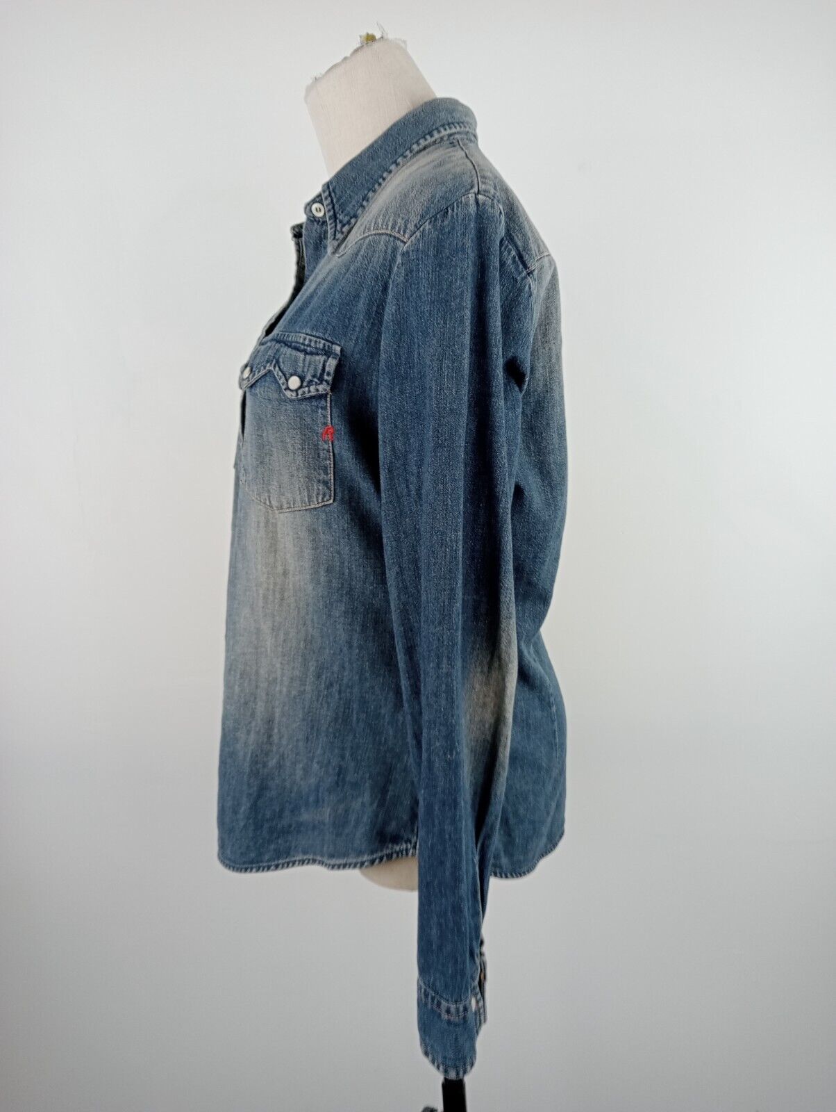 REPLAY CAMICIA JEANS DENIM DONNA TG. L WOMAN SHIRT CASUAL VINTAGE MADE ITALY