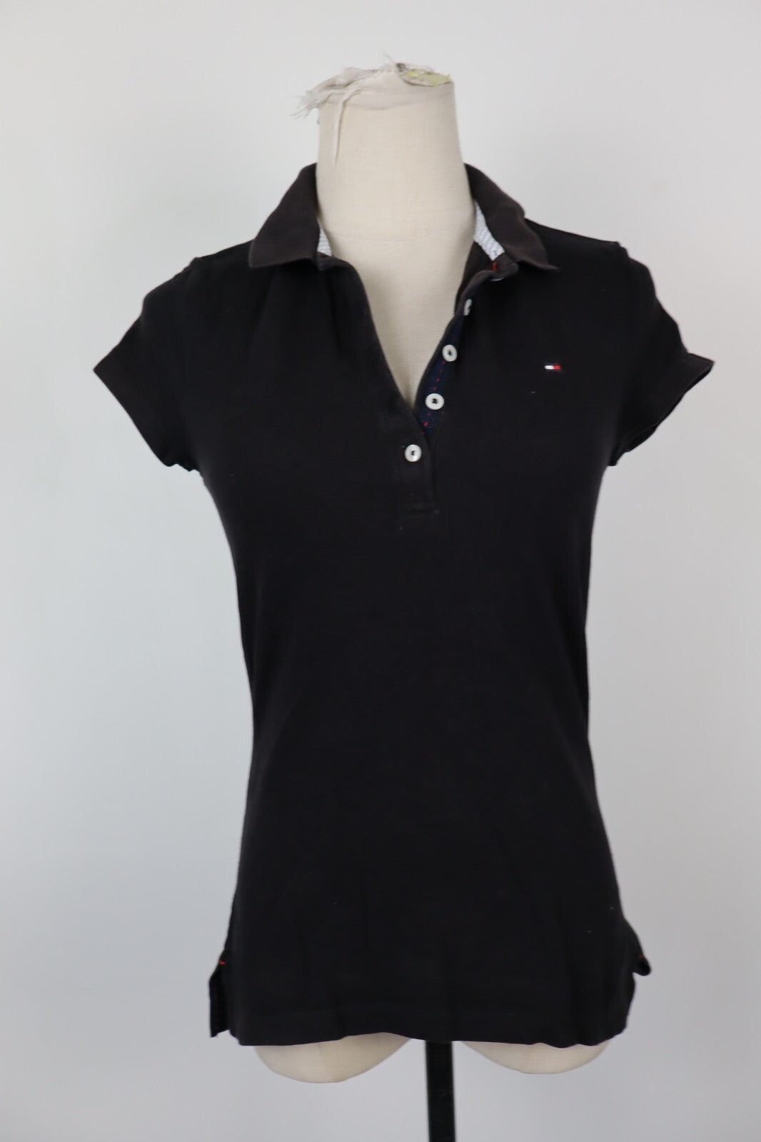 TOMMY HILFIGER POLO MAGLIA T-SHIRT DONNA COTONE TG. S SLIM WOMAN CASUAL VINTAGE