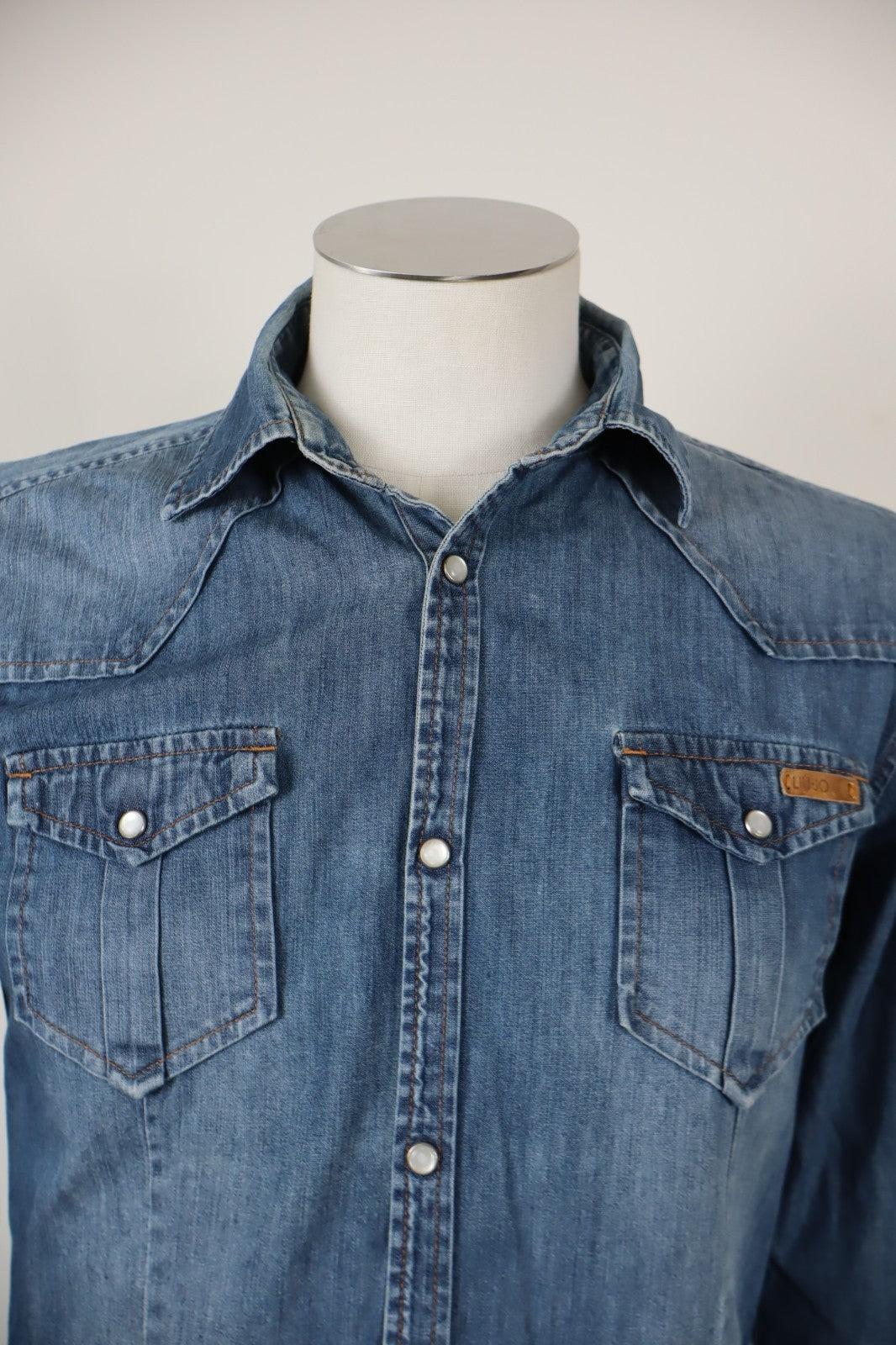 LIU JO JEANS CAMICIA COTONE UOMO TG. L MAN CASUAL VINTAGE SHIRT DENIM