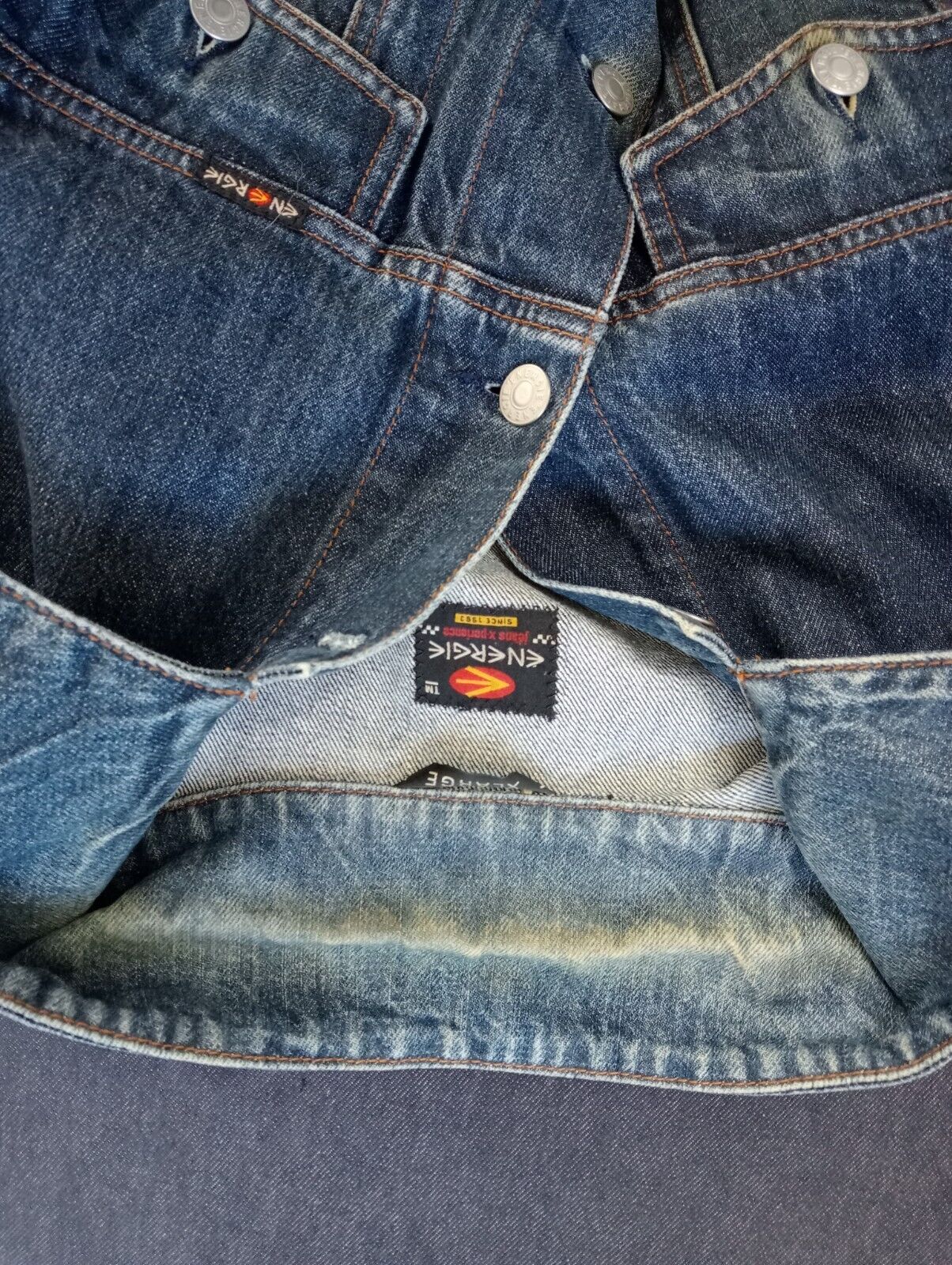 ENERGIE GIUBBINO JEANS DENIM GIACCA UOMO XL MAN CASUAL VINTAGE JACKET MADE ITALY