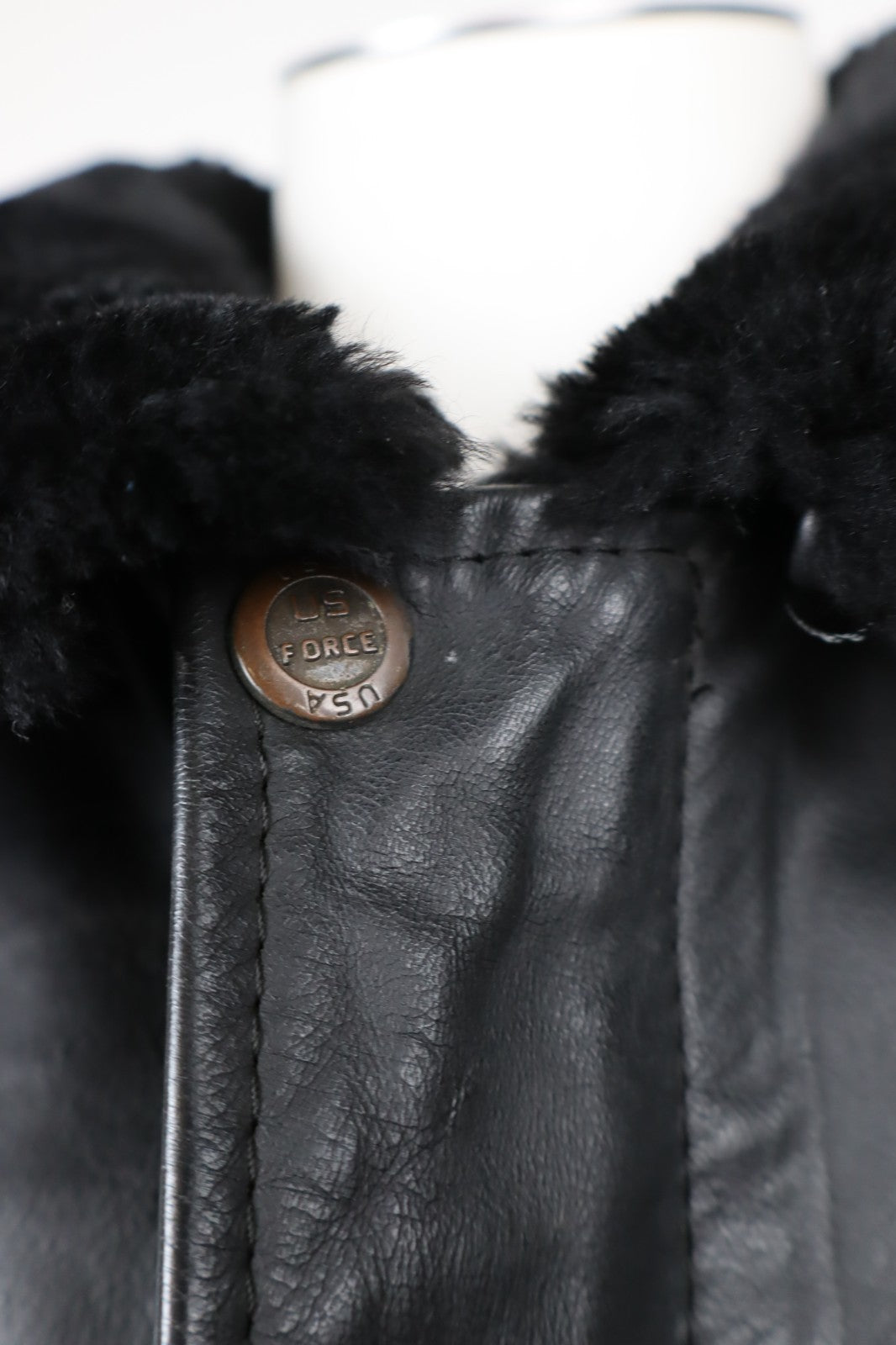 US FORCE GIUBBINO PELLE GIACCA UOMO Tg 56 MAN VINTAGE LEATHER JACKET IMBOTTITO