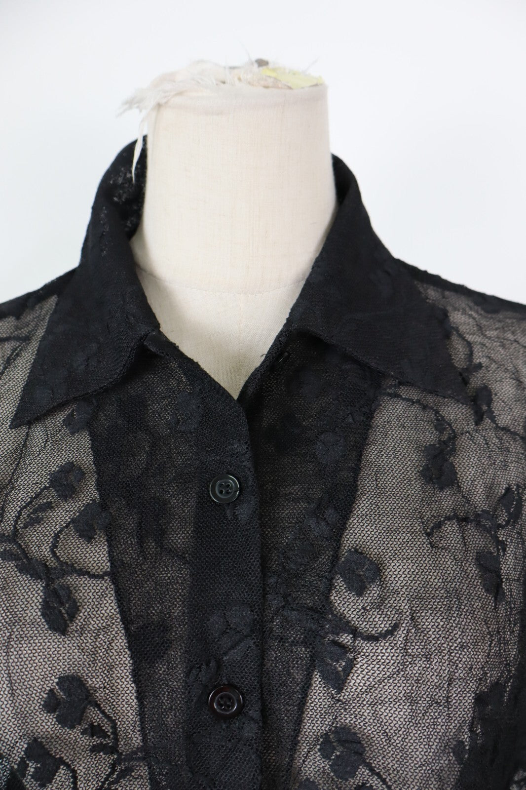 NARA CAMICIA DONNA TG. V 5 WOMAN SHIRT CASUAL VINTAGE Y2K TRASPARENTE FLOREALE