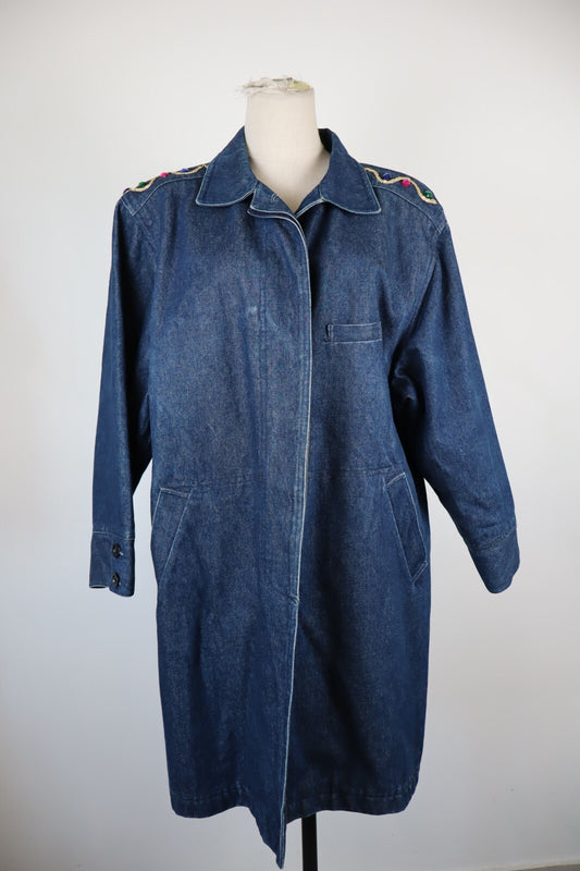 ENRICO COVERI GIUBBINO SPALLINE JEANS DENIM DONNA L WOMAN CASUAL JACKET VINTAGE