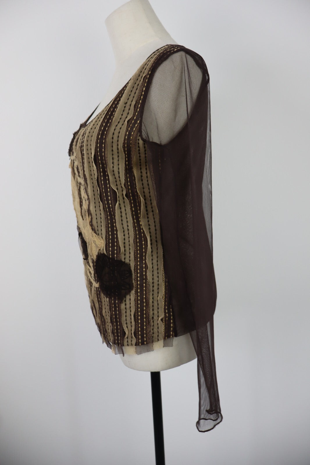 MARELLA MAGLIA DONNA TG. M WOMAN CASUAL VINTAGE T-SHIRT TOP TRASPARENTE