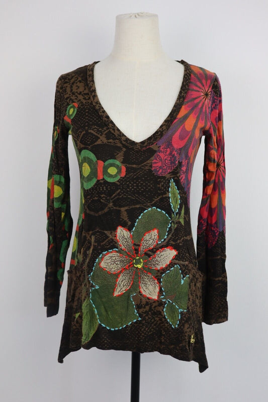 DESIGUAL MAGLIA DONNA TG. M WOMAN T-SHIRT CASUAL VINTAGE COTONE