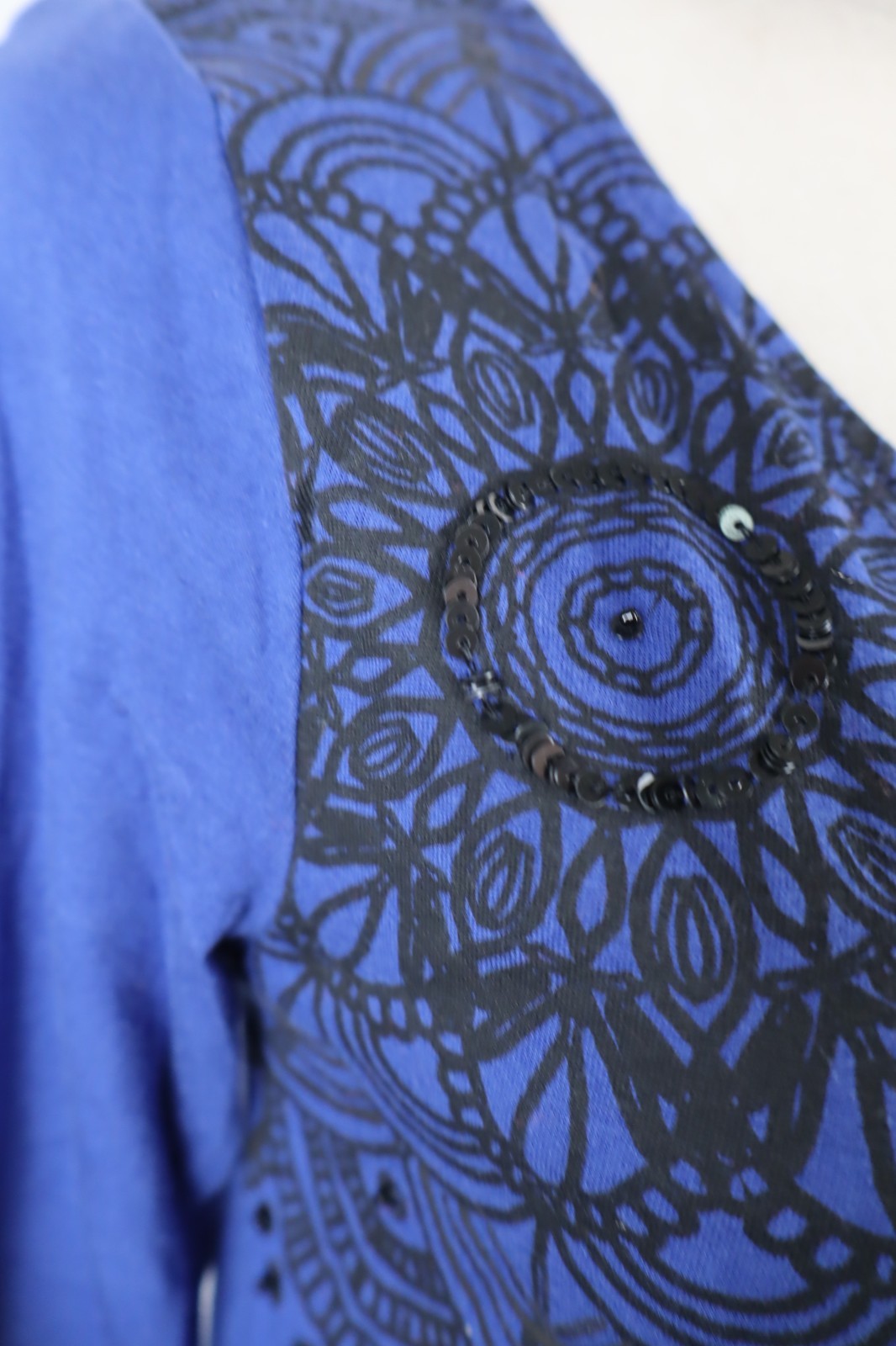 DESIGUAL MAGLIA DONNA TG. S WOMAN CASUAL VINTAGE T-SHIRT TOP COTONE PAILETTES