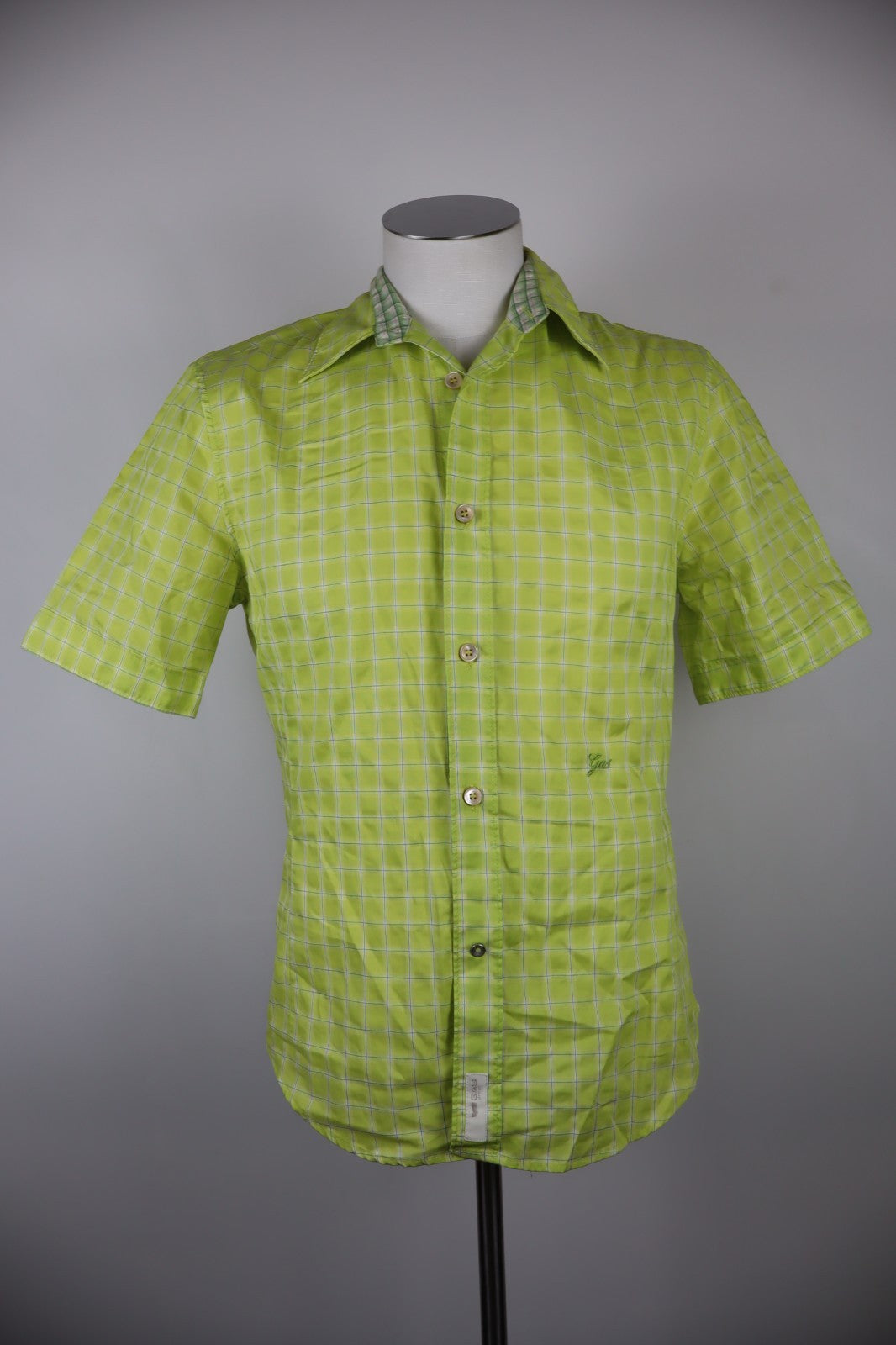 GAS CAMICIA UOMO TG. 15 37 MAN CASUAL VINTAGE MAN COTONE COTTON VERDE LOGO