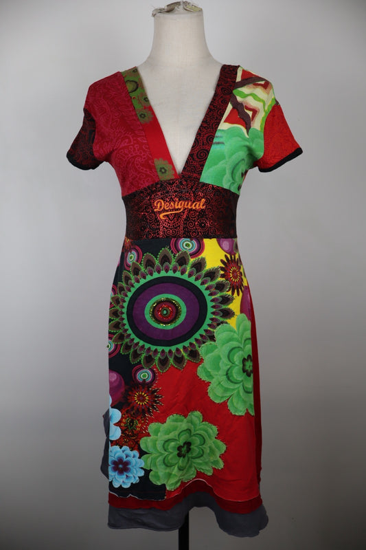 DESIGUAL  VESTITO ABITO DONNA S WOMAN CASUAL VINTAGE DRESS MANICA CORTA LOGO