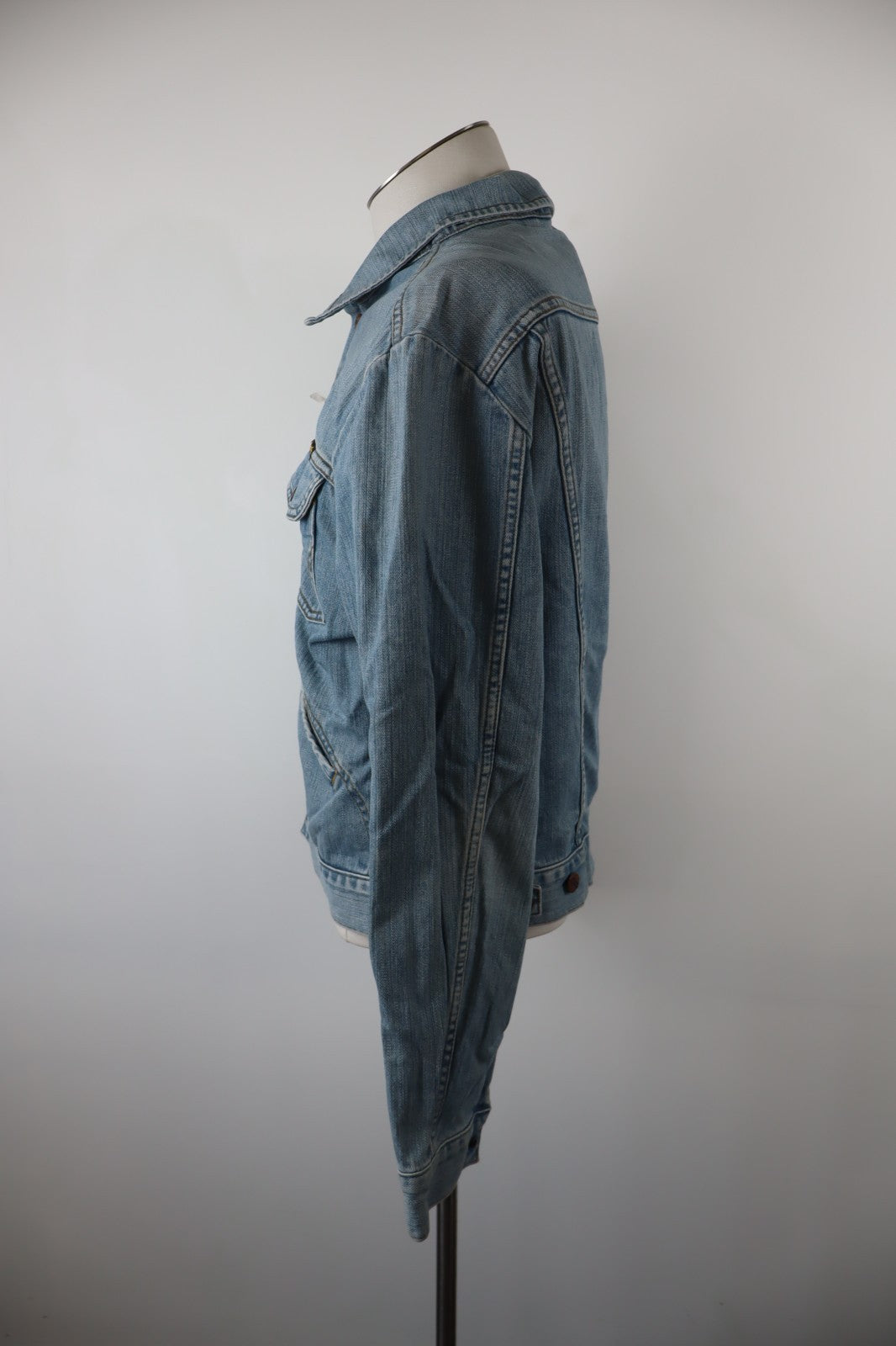 WRANGLER GIUBBINO JEANS DENIM GIACCA UOMO TG L MAN CASUAL JACKET VINTAGE COTONE