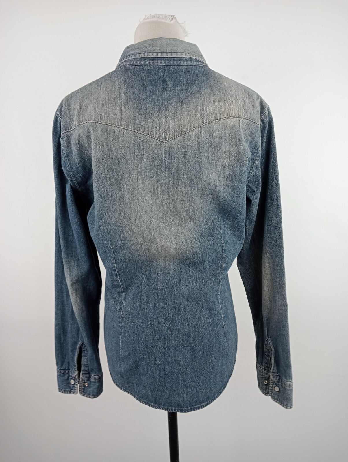 REPLAY CAMICIA JEANS DENIM DONNA TG. L WOMAN SHIRT CASUAL VINTAGE MADE ITALY