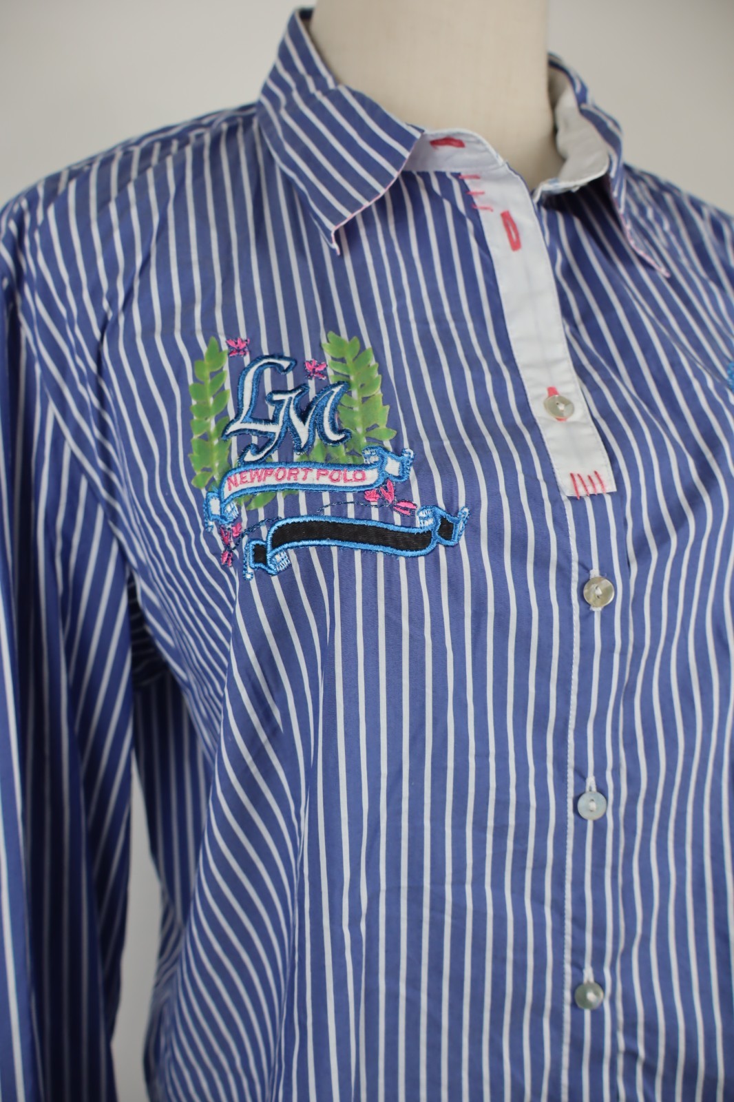 LA MARTINA CAMICIA BLUSA DONNA TG. 6 WOMAN SHIRT CASUAL VINTAGE BIG LOGO RIGHE