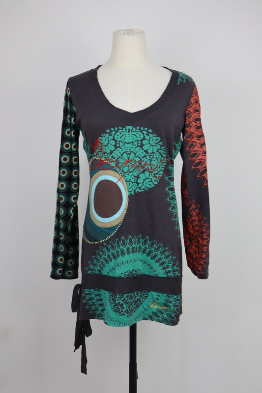 DESIGUAL MAGLIA DONNA TG. L WOMAN T-SHIRT CASUAL VINTAGE COTONE