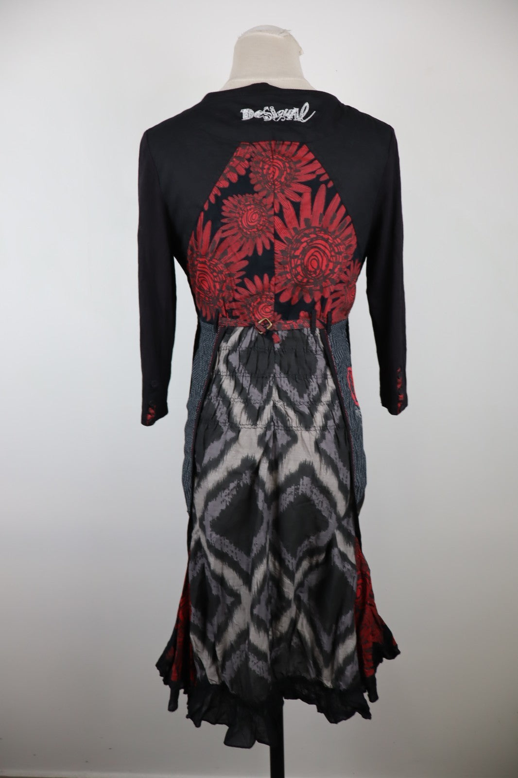 DESIGUAL VESTITO ABITO MANICHE A 3/4 DONNA TG 40 WOMAN CASUAL VINTAGE DRESS