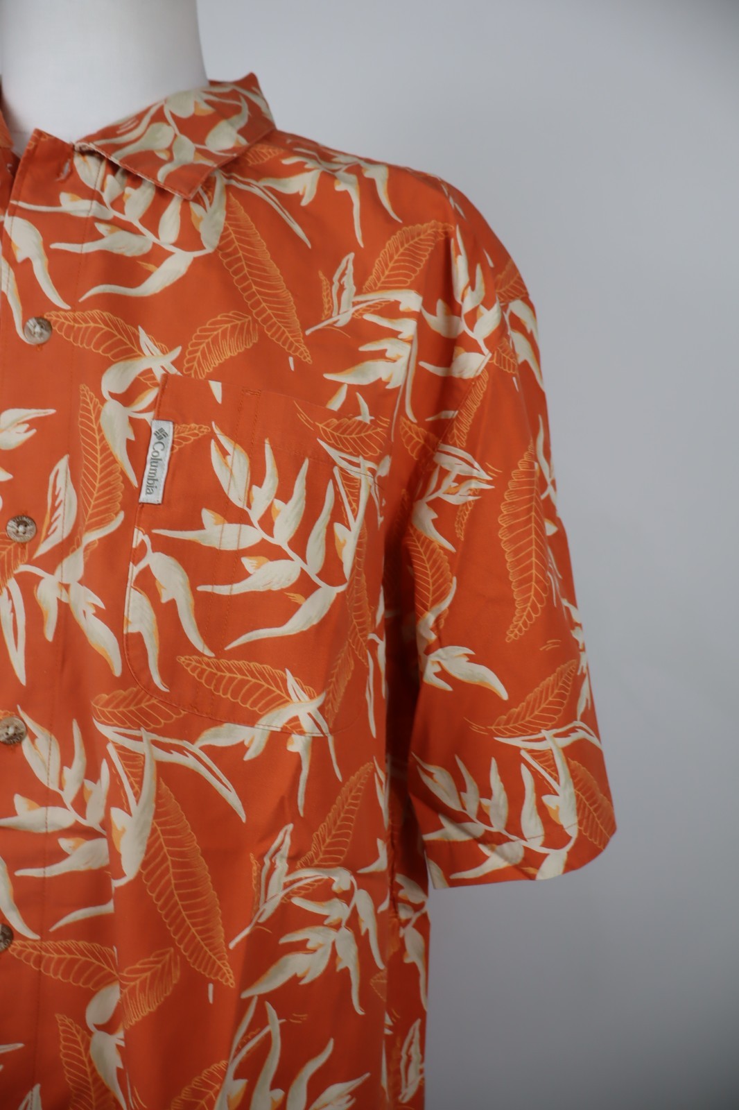 COLUMBIA CAMICIA MEZZA MANICA UOMO COTONE L MAN CASUAL VINTAGE COTTON SHIRT LOGO