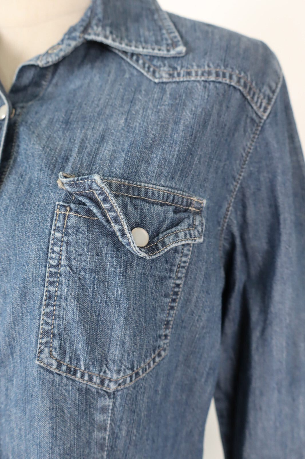 CARRERA CAMICIA JEANS DONNA TG L WOMAN SHIRT CASUAL VINTAGE COTONE COTTON DENIM