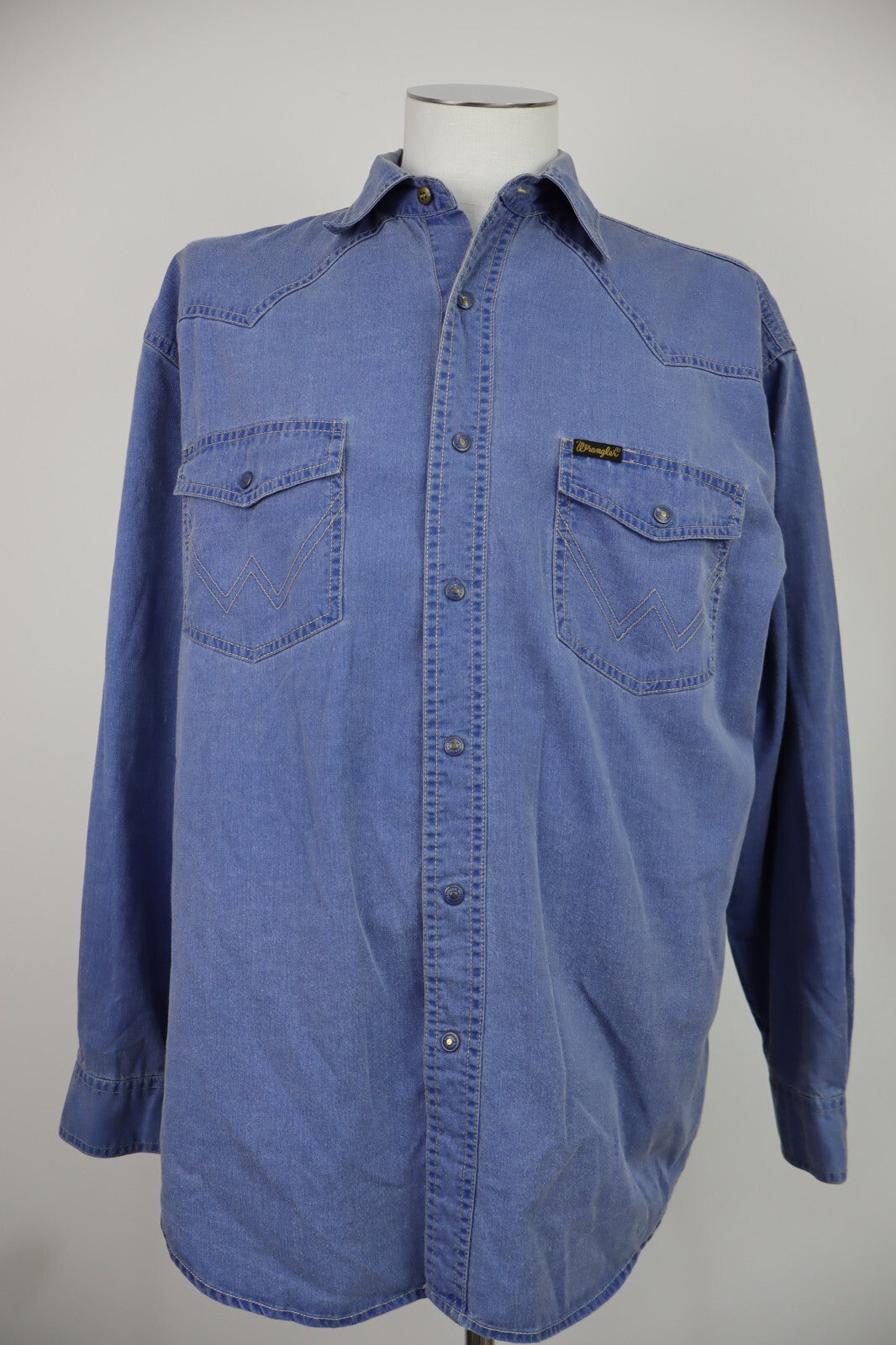 WRANGLER CAMICIA UOMO COTONE DENIM TG. L MAN CASUAL VINTAGE SHIRT ITALY