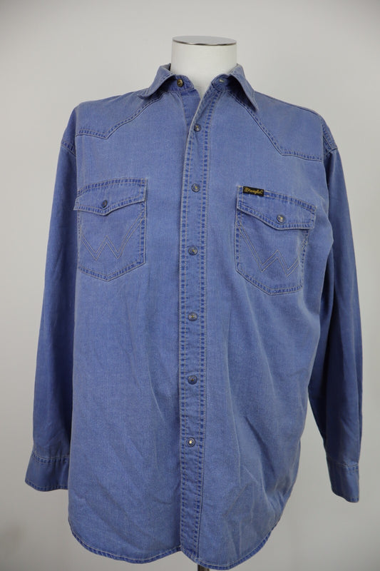 WRANGLER CAMICIA UOMO COTONE DENIM TG. L MAN CASUAL VINTAGE SHIRT ITALY